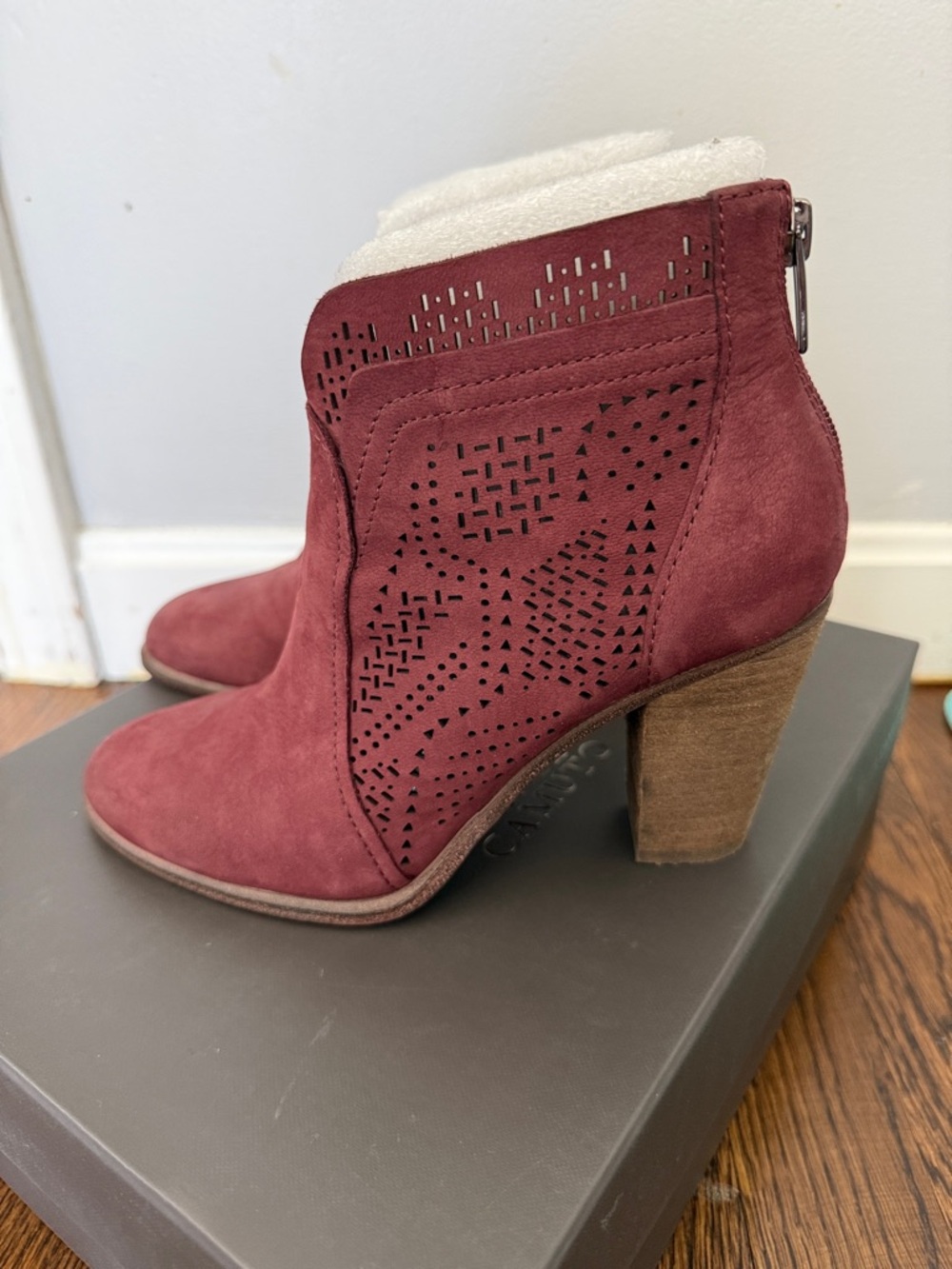 Vince Camuto Wine Suede Ankle Booties